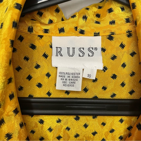 Vintage Russ Black/Yellow Long Sleeve Cheetah Print Blouse - Picture 5 of 5